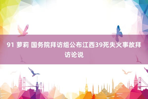 91 萝莉 国务院拜访组公布江西39死失火事故拜访论说