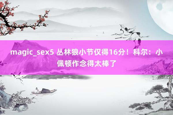 magic_sex5 丛林狼小节仅得16分！科尔：小佩顿作念得太棒了