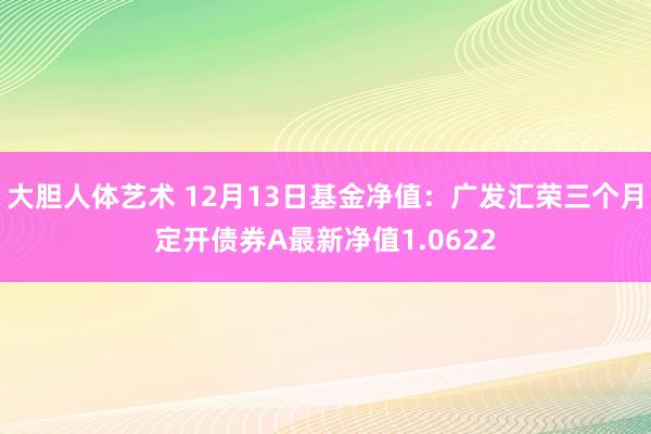 大胆人体艺术 12月13日基金净值：广发汇荣三个月定开债券A最新净值1.0622