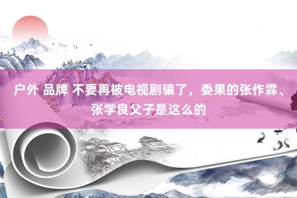 户外 品牌 不要再被电视剧骗了，委果的张作霖、张学良父子是这么的