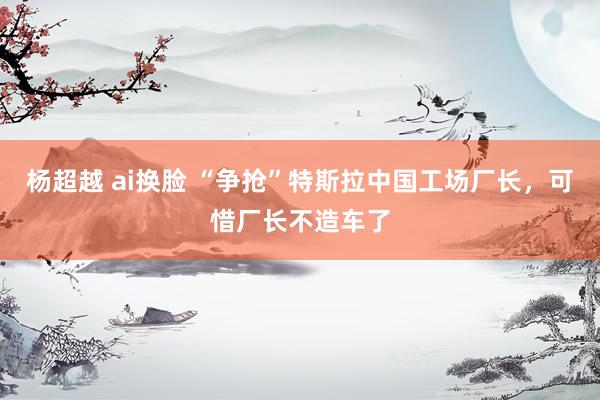 杨超越 ai换脸 “争抢”特斯拉中国工场厂长，可惜厂长不造车了