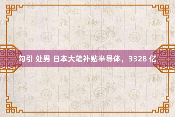 勾引 处男 日本大笔补贴半导体，3328 亿