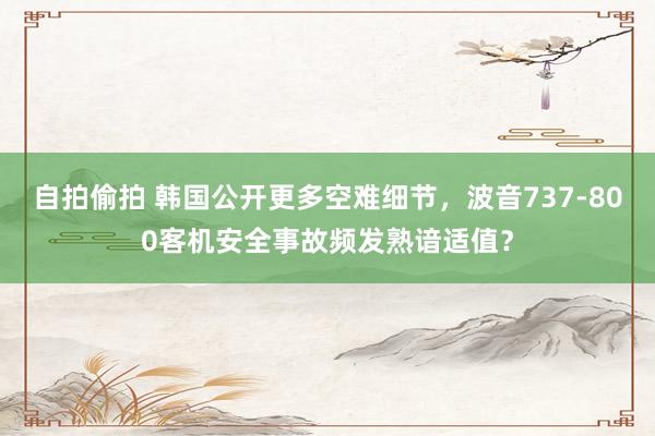 自拍偷拍 韩国公开更多空难细节，波音737-800客机安全事故频发熟谙适值？
