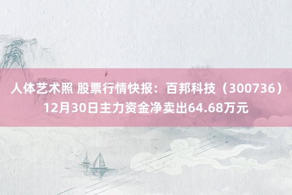 人体艺术照 股票行情快报：百邦科技（300736）12月30日主力资金净卖出64.68万元