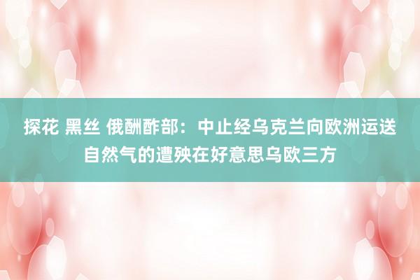 探花 黑丝 俄酬酢部：中止经乌克兰向欧洲运送自然气的遭殃在好意思乌欧三方