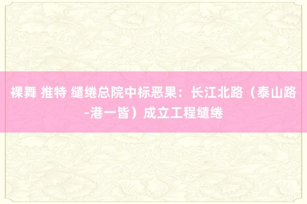 裸舞 推特 缱绻总院中标恶果：长江北路（泰山路-港一皆）成立工程缱绻