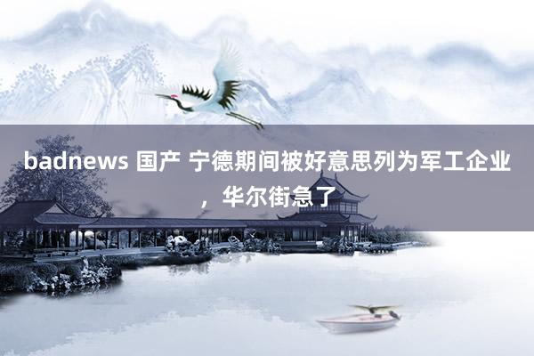 badnews 国产 宁德期间被好意思列为军工企业，华尔街急了