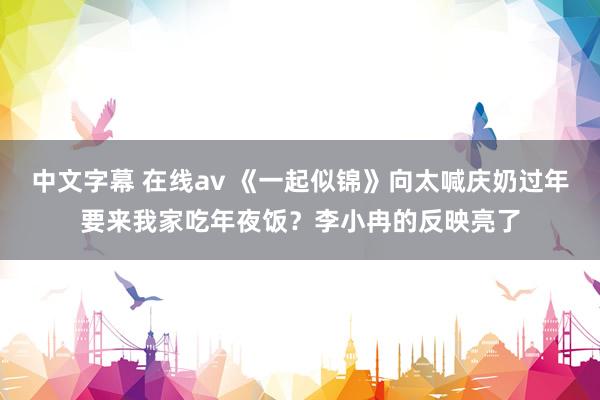 中文字幕 在线av 《一起似锦》向太喊庆奶过年要来我家吃年夜饭？李小冉的反映亮了