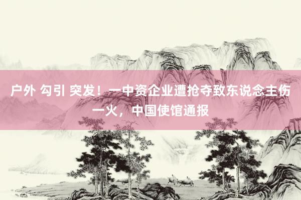 户外 勾引 突发！一中资企业遭抢夺致东说念主伤一火，中国使馆通报