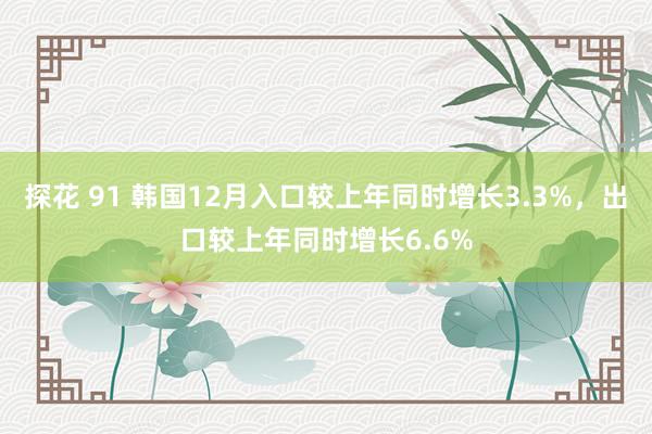 探花 91 韩国12月入口较上年同时增长3.3%，出口较上年同时增长6.6%