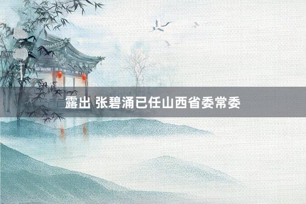 露出 张碧涌已任山西省委常委