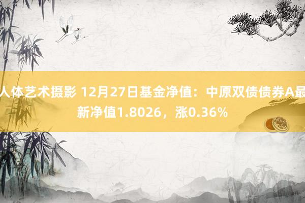 人体艺术摄影 12月27日基金净值：中原双债债券A最新净值1.8026，涨0.36%