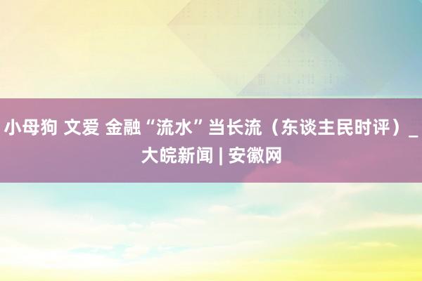 小母狗 文爱 金融“流水”当长流（东谈主民时评）_大皖新闻 | 安徽网