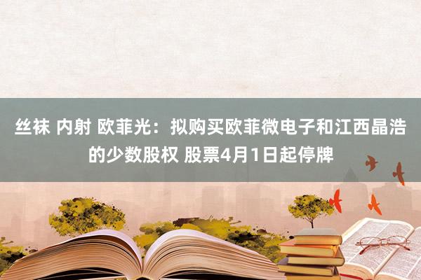 丝袜 内射 欧菲光：拟购买欧菲微电子和江西晶浩的少数股权 股票4月1日起停牌