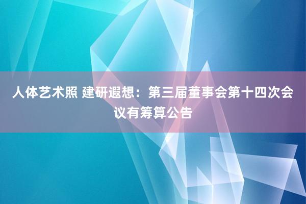 人体艺术照 建研遐想：第三届董事会第十四次会议有筹算公告