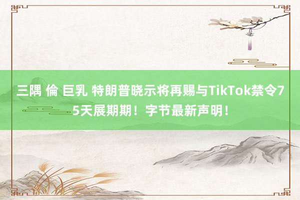 三隅 倫 巨乳 特朗普晓示将再赐与TikTok禁令75天展期期！字节最新声明！