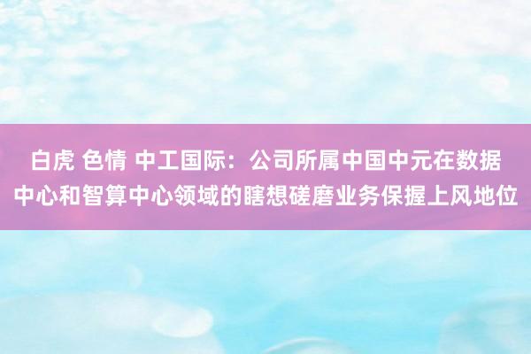 白虎 色情 中工国际：公司所属中国中元在数据中心和智算中心领域的瞎想磋磨业务保握上风地位