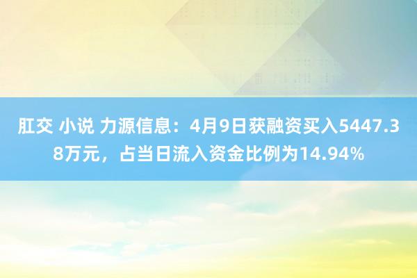 肛交 小说 力源信息：4月9日获融资买入5447.38万元，占当日流入资金比例为14.94%
