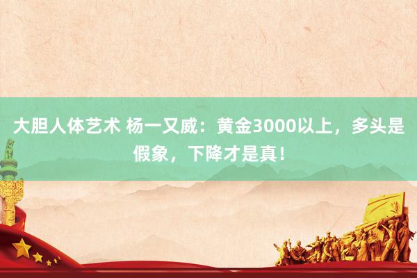 大胆人体艺术 杨一又威：黄金3000以上，多头是假象，下降才是真！