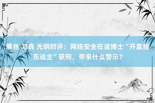 黑丝 写真 光明时评：网络安全在读博士“开盒挂东谈主”获刑，带来什么警示？